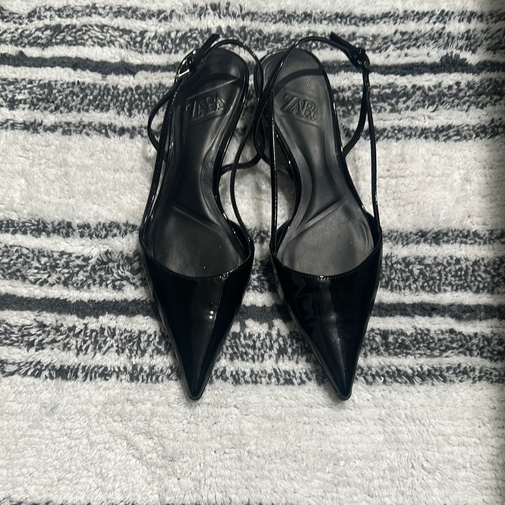 Zara Black Elegant Slingback Heels